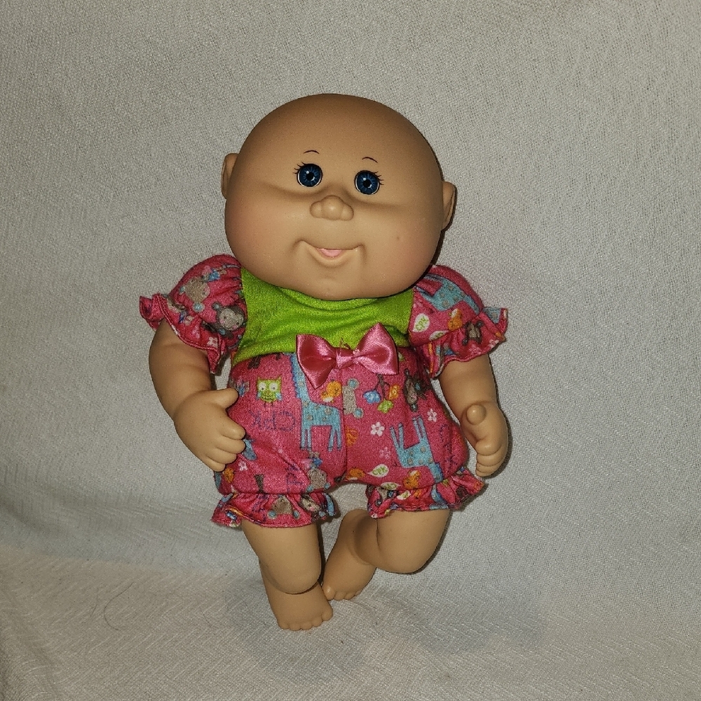 Pink and Green Floral Doll with Ruffled Outfit